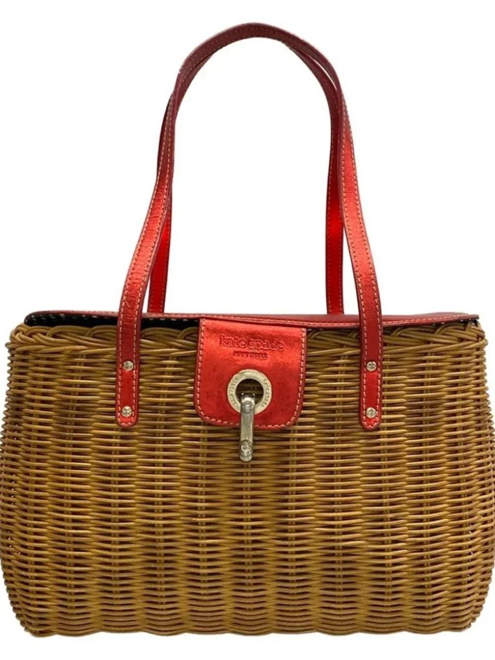 Kate spade Brown Red Rattan Leather Handbag